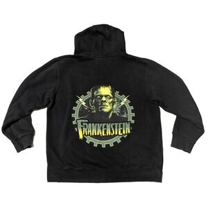 UNIVERSAL STUDIOS FRANKENSTEIN HE LIVES! HE BREATHES Men Large Black FADE Hoodie